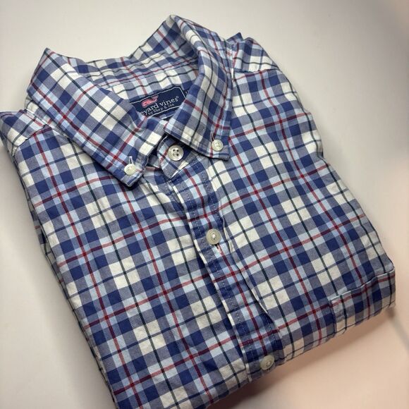 Vineyard Vines Blue Red Plaid Button Down Classic Fit Murray Shirt L - Picture 2 of 6